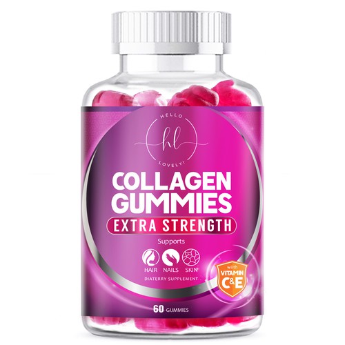 Hello Lovely needs a Collagen Gummies product label Design by agooshe