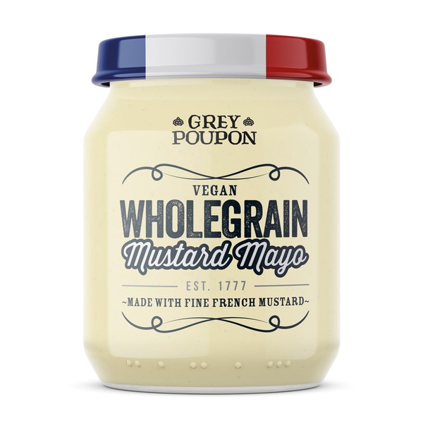 Design by JoGraphicDesign titled "Label design for Grey Poupon Vegan Mustard Mayo"