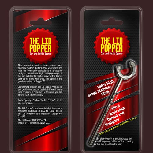 The Lid Popper  (jar and bottle opener) needs packaging Design by Rumon79