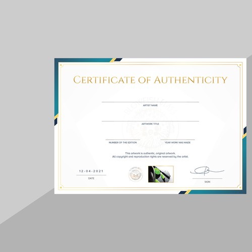 Design Authenticity Certificate(s) Design by Krishna Arts