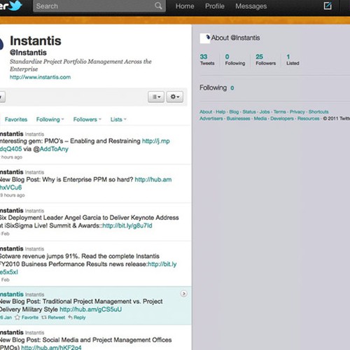 Corporate Twitter Home Page Design for INSTANTIS Diseño de oneluv