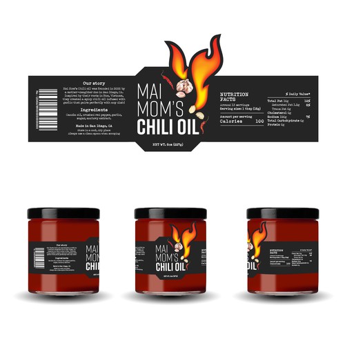 Eye catching packaging label for spicy chili oil jar Réalisé par Cavendish Design