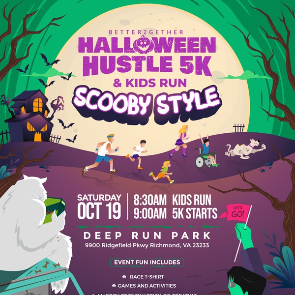 Design by MarkyWhiskeyhands titled "Halloween Hustle 5k & Kids Run"