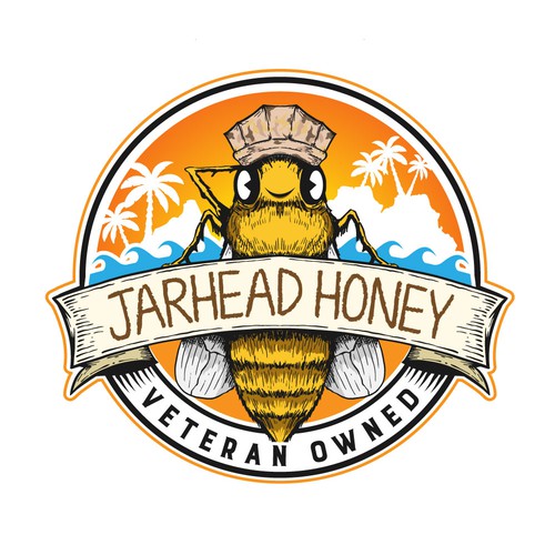 Exciting and Fun Honey Logo with ties to the Marine Corps Design by AlarArtStudio™