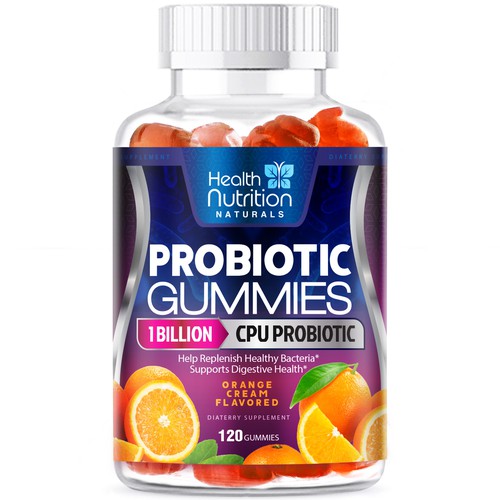 Healthy Probiotic Gummies Label needed for Health Nutrition Design by agooshe