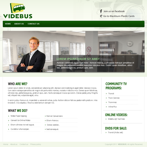 New website design wanted for VideBus / Blackburn Plastic Cards Réalisé par Cezanne
