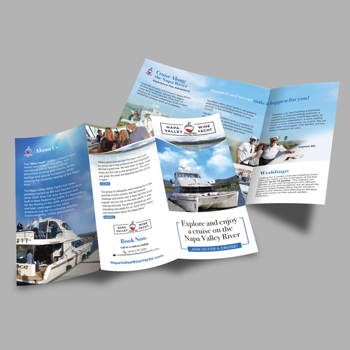 Tri-fold brochure for Napa Valley Wine Yacht tours Design by Adi Azudin