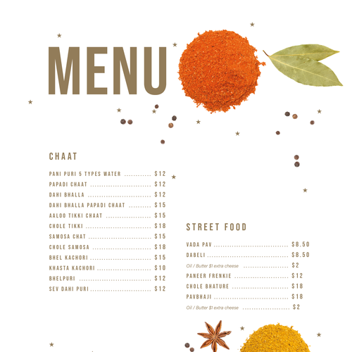 Indian Restaurant Menu Design Design by wildhare