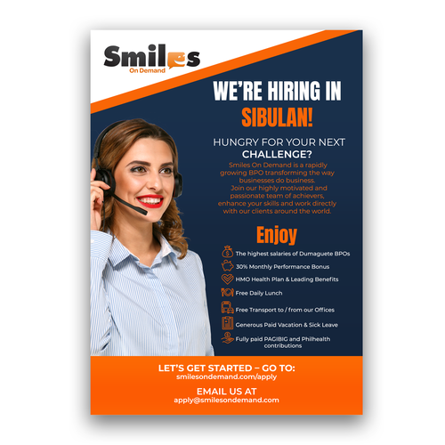 Flyer for Call Center Company - We're Hiring! Design réalisé par Mulbrry