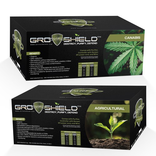 Retail packaging for Advanced Air Purifier for Cannabis and Ag Design by mwirdan