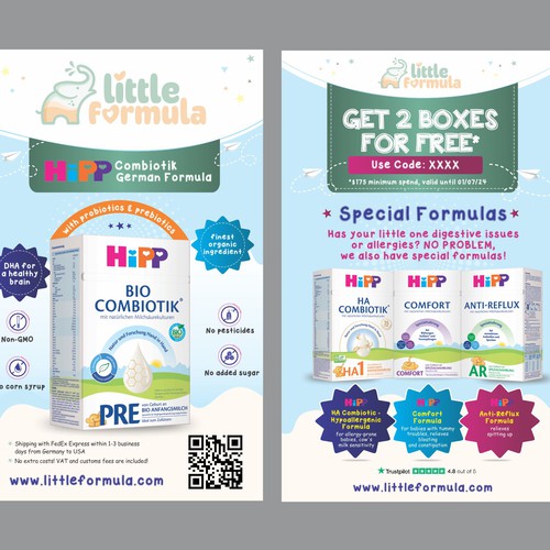 Baby Formula Flyer for a package insert campaign in the USA Design by Dzine Solution