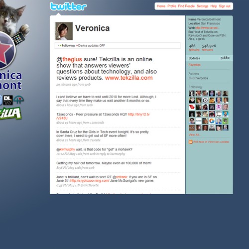 Twitter Background for Veronica Belmont Design by redcross