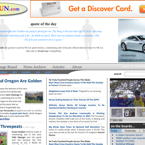 LetsRun.com Homepage Re-Design/Cleanup Diseño de cranberry