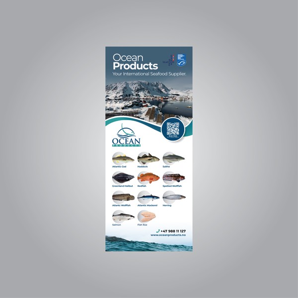 Design by DesignsTRIBE titled "Trade Show Banner Design – Ocean Products"