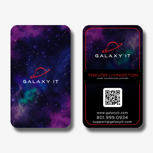 Create a Stellar Space-Themed Business Card for Galaxy IT Design by Dan_Tangerine