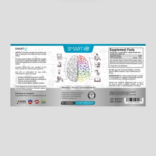 Brain Supplement Label Design Design réalisé par DesignSBS