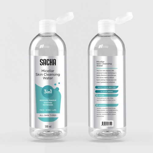 Sacha Micellar Water bottle 500ml Design by SikretStudio