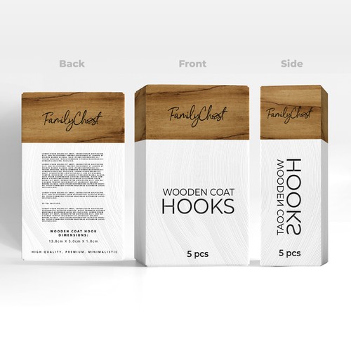 vintage style product packaging for wooden coat hooks for female target group Design by Avadisy