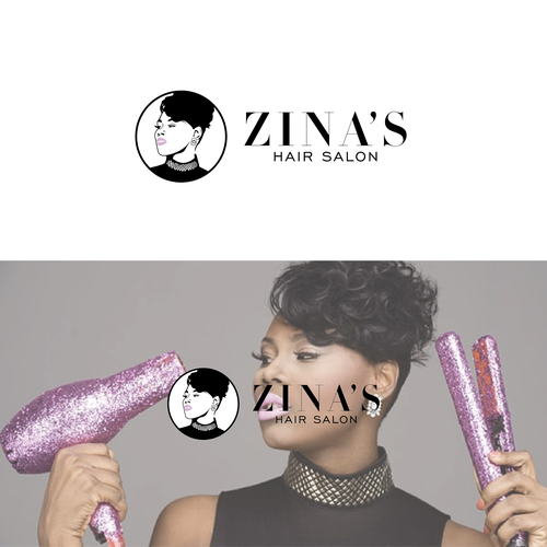 Showcase African Heritage and Glamour for Zina's Hair Salon Logo Design by ♛ clever studio ♛