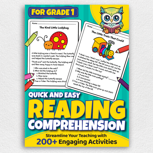 BOOK COVER: Grade 1 Reading Comprehension - Professional Workbook for Kids Design by Design Republik