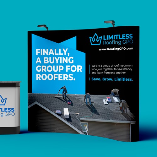 Design a tradeshow backdrop for roofing buying group Design by Graphic Rise