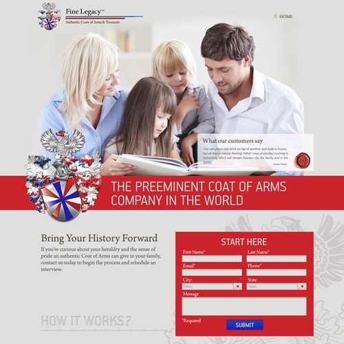 Craft A Landing Page Worthy Of Legend For The Coats Of Arms Experts Fine Legacy Landing Page Design Contest 99designs