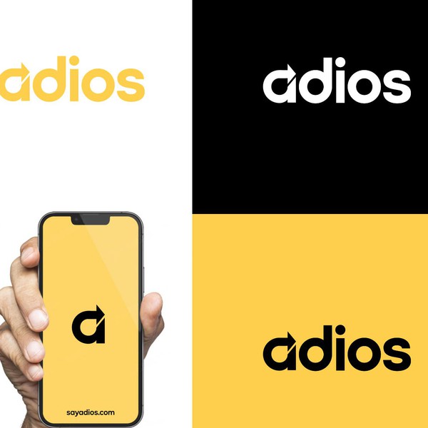 Logo for 'Adios' -we help people say goodbye to their excess stuff-