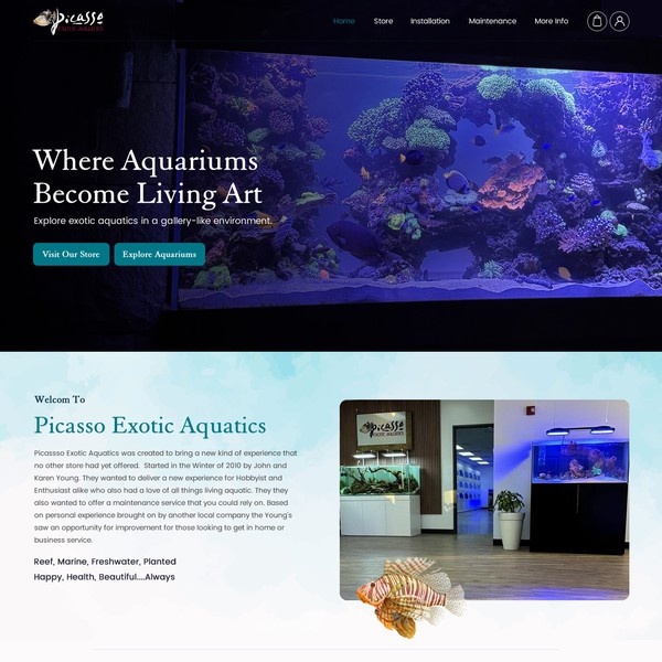 Modern Website Layout For Aquarium Designer