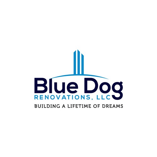 Design a company logo to reflect company name. A Blue Dog (Bulldog) With a hardhat, toolbelt w/cigar Design by SP-99