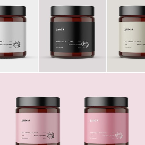 Minimal supplement label design Design by VERYGUT DESIGN