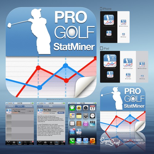  iOS application icon for pro golf stats app Design by Toshiki