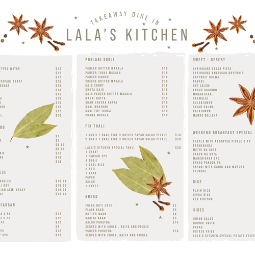 Indian Restaurant Menu Design Design by wildhare