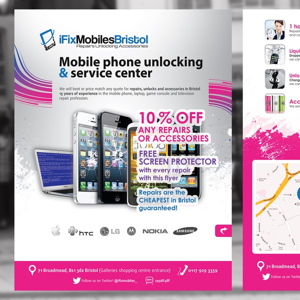 Design by media7 titled "Flyer for iFixMobilesBristol"