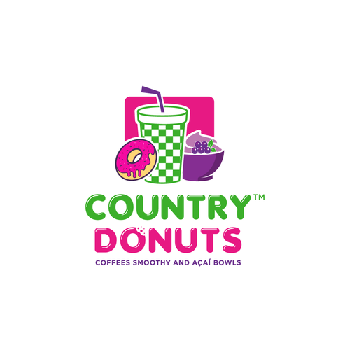 ropixさんのWe need a modern exciting logo to encompasses our Name Country Donuts Coffee smoothy bowlsデザイン