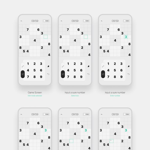 Elegant Sudoku game app design Design by V. L