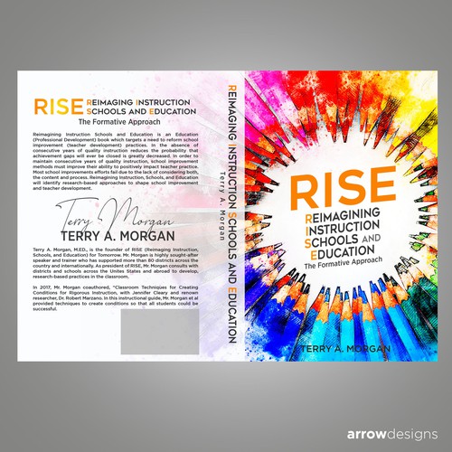 Education book cover for new innovative thought leader with fresh ideas. Design by Arrowdesigns