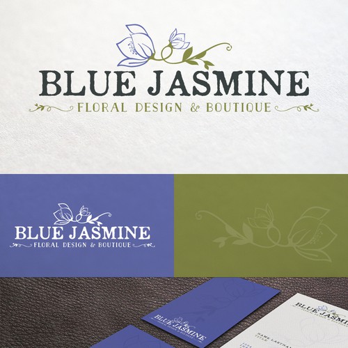 LOGO & BUSINESS CARD DESIGN FOR BLUE JASMINE LLC FLORAL DESIGN AND BOUTIQUE Design by Cit