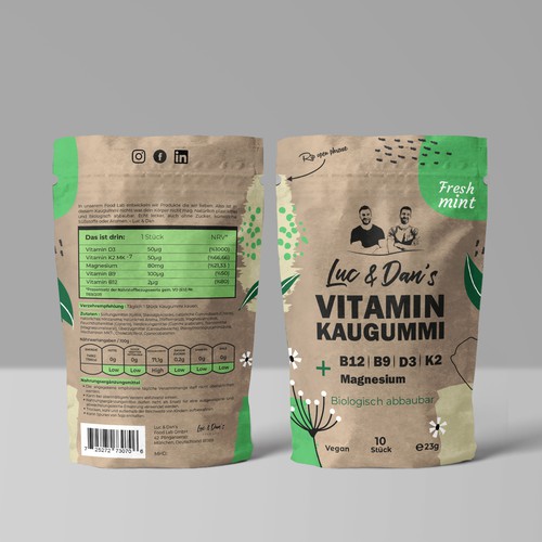 First creative packaging for a natural vitamin chewing gum Design by Noha.Akkad