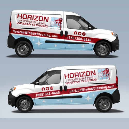 Eye catching cargo van wrap for window cleaning Design by DuhaCreative