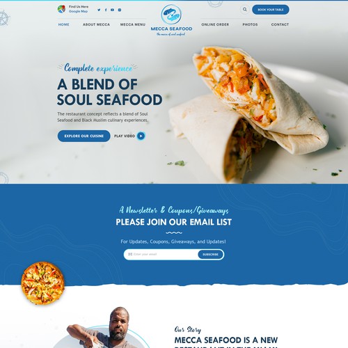 Miami Soul Seafood Restaurant Concept 1 Page Only Design by Realysys