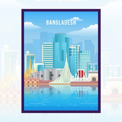 Skyline Wall Art Drawing of Bangladesh Design by Muhiuddin99