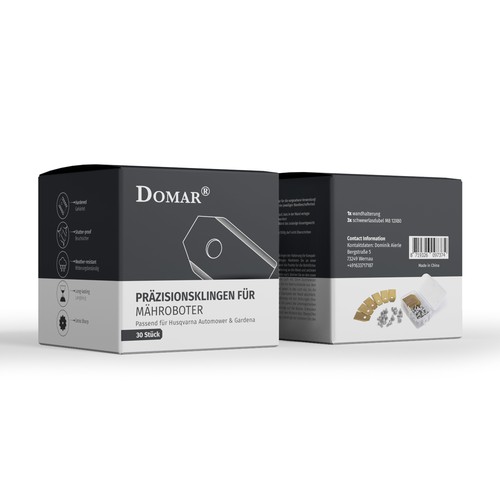 Plastic Box Labels for lawn mower blades Design by syakuro