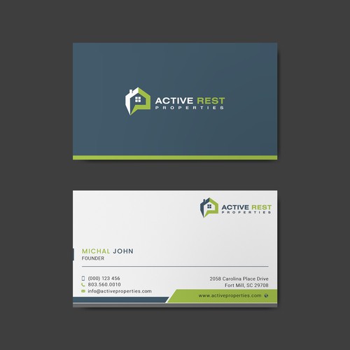 Modern Business Cards for Active Rest Properties Design by Saman Osama