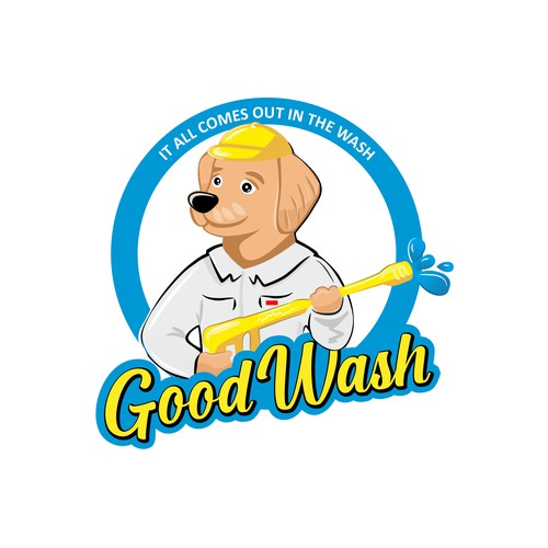 Pressure Washing Company Logo with Dog Incorporated Design by Tanya.