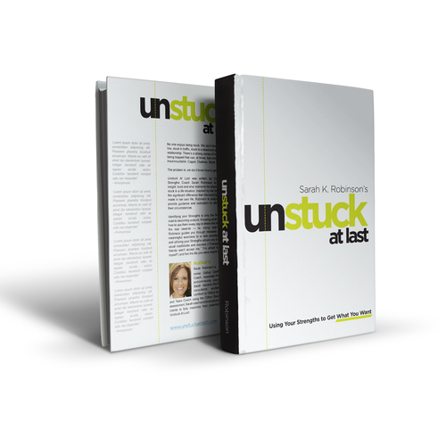 Create a clean, fresh paperback book cover for "Unstuck At Last" Book