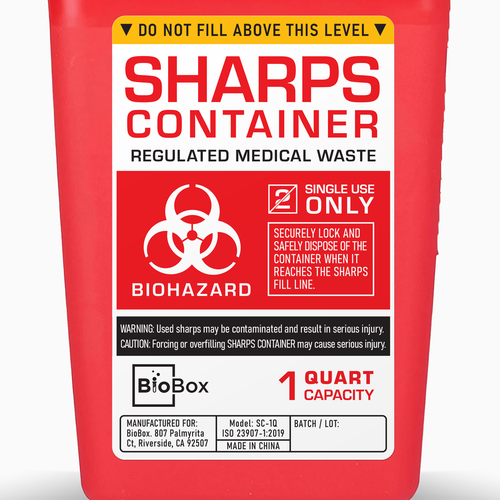 BioBox Sharps Container Label Layout Design by Sebastian Rubio