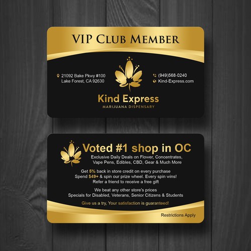 a VIP membership card/business card for a marijuana dispensary Design by PAPRI802030