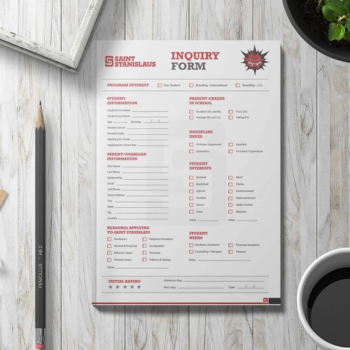 Professional Admission Inquiry Form Design by Alphabet ♥