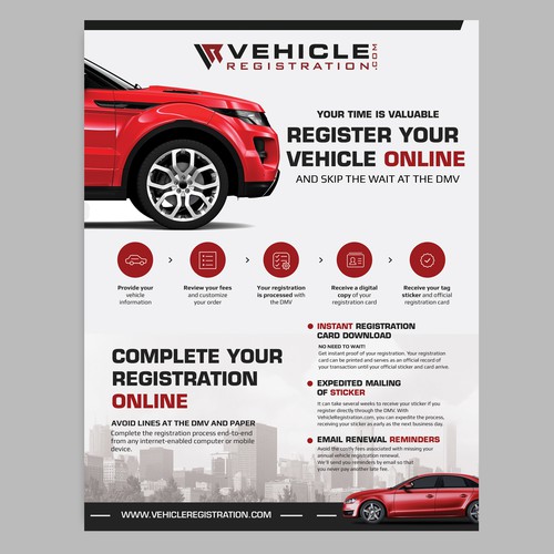 One-Page Flyer for VehicleRegistration.com Réalisé par iulianrosu