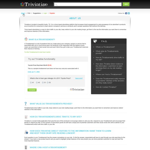 Create the next website design for Triviatise Réalisé par Liviug